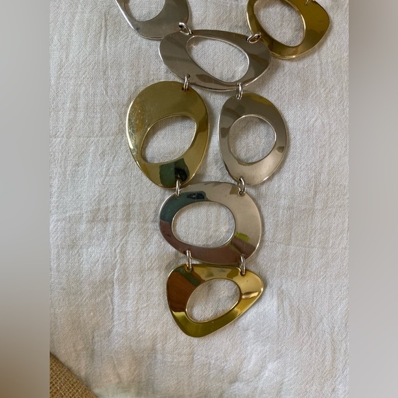 RLM Bronze Robert Lee Morris 2 Tone Abstract Link Statement Necklace - Picture 7 of 13